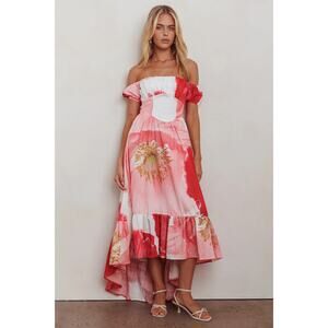 Mika & Gala Ruched Bust Maxi Dress Floral Blush Size Small